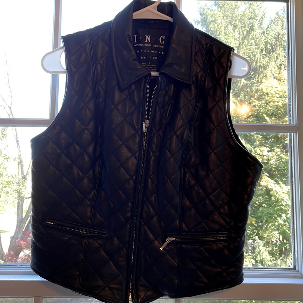 INC quilted leather vest size petite small